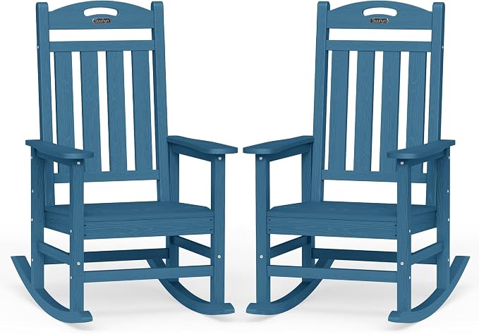 Oversized Outdoor Rocking Chairs Set of 2, High Back Outdoor Rocker Chair by Suunyn