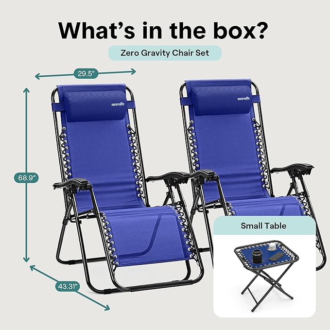 SereneLife Outdoor Zero Gravity Lounge Chair Set - Image 2