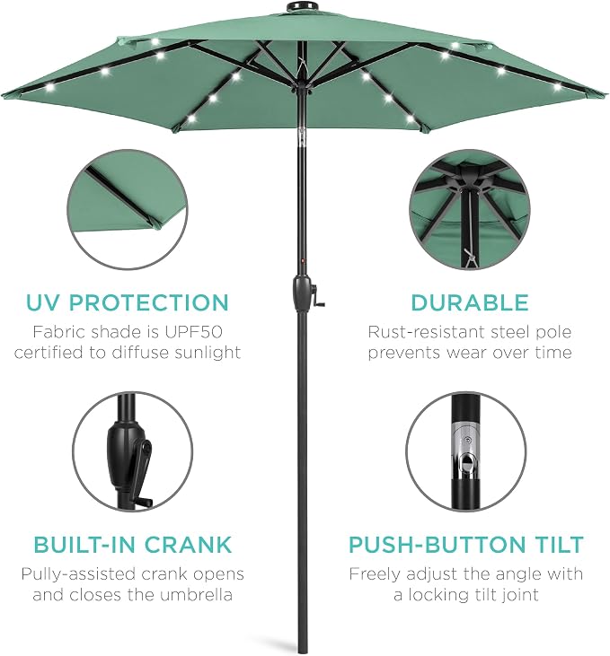 Best Choice Products 7.5ft Outdoor Solar Market Table Patio Umbrella - Image 5