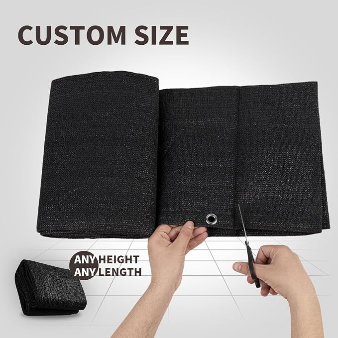 LOVE STORY Custom Size 3'x29' Black Balcony Privacy Screen, UV Block Privacy - Image 2