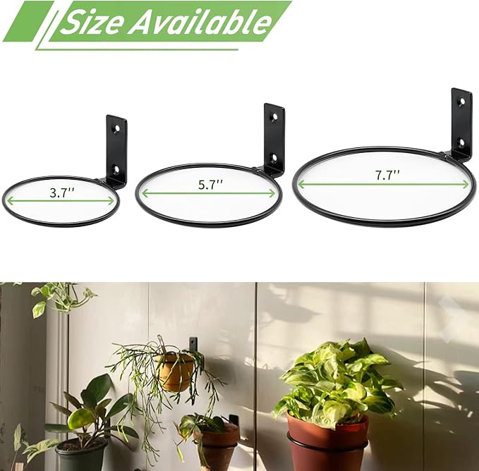 6 Pack 8 Inch Wall Flower Pot Holder Ring Plant Hanger, Metal Planter Hooks - Image 3