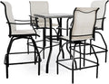LEVELEVE Patio Bar Set 5pcs Swivel Bar Stools Outdoor Bistro Textilene by Enjoyyourlife
