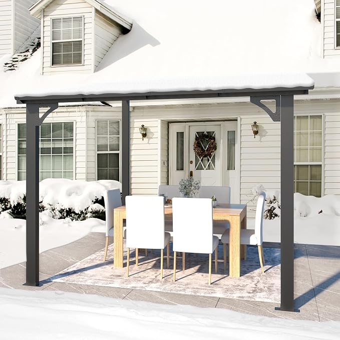 AECOJOY 8' x 8' Gazebo for Patio, Small Wall-Mounted Lean to Gazebo Pergola - Image 3