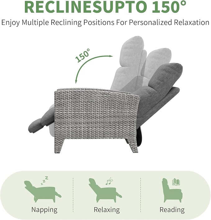 IDEALHOUSE Wicker Outdoor Recliner Reclining Patio Chairs - Image 5