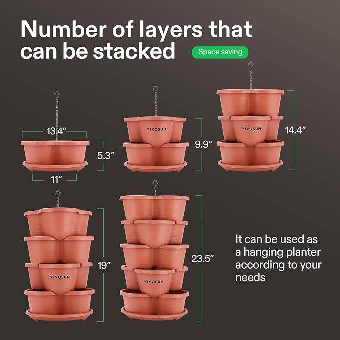 VIVOSUN 2-Pack 5 Tier Vertical Gardening Stackable Planter - Image 4