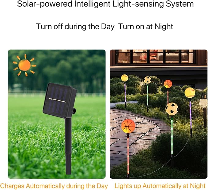 Solar Lights Outdoor, Baseball Soccer Basketball Theme LED Stake Light - Image 4