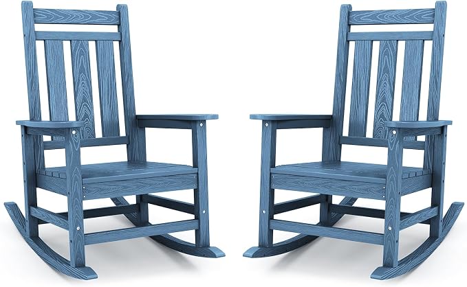 KINGYES Oversized Outdoor Rocking Chair Set of 2, All-Weather Patio Rocking by KINGYES