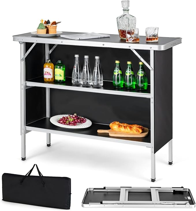 COSTWAY Folding Picnic Camping Table, Portable Lightweight Aluminum Table by COSTWAY