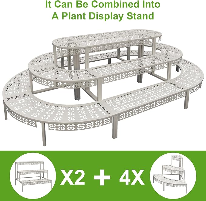 aboxoo 3 Tier Plant Stand Semi-Circular Flower Pot Organizer Rack Quarter Round - Image 7