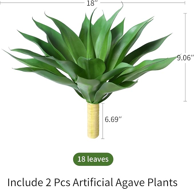Ivydale Fake Plants 18 Inch Agave Artificial Plants Outdoor 2 PCS - Image 2