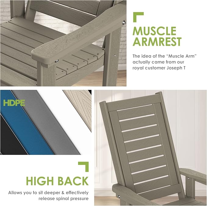 GREENVINES Outdoor Rocking Chairs | Set of 2 | Porch Rocker | HDPE Plastic | - Image 6