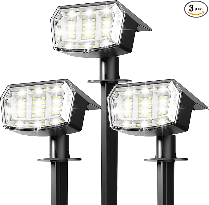 Solar Lights Outdoor Waterproof IP65, 63 LED 3 Lighting Modes Solar Powered by AUDERWIN