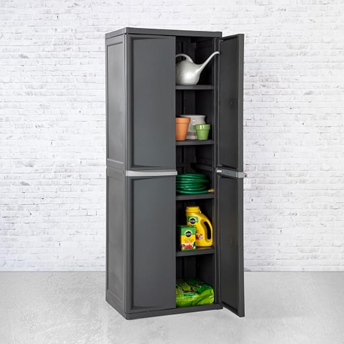 Sterilite 2-Pack 4 Shelf Cabinet, Lockable Utility Storage w/Adjustable Shelves - Image 5