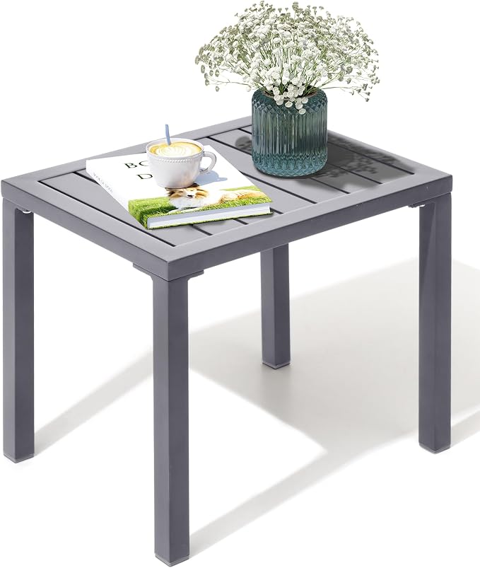 Crestlive Products Outdoor Side Table, Aluminum Rectangular Side/End Table by CrestliveProducts