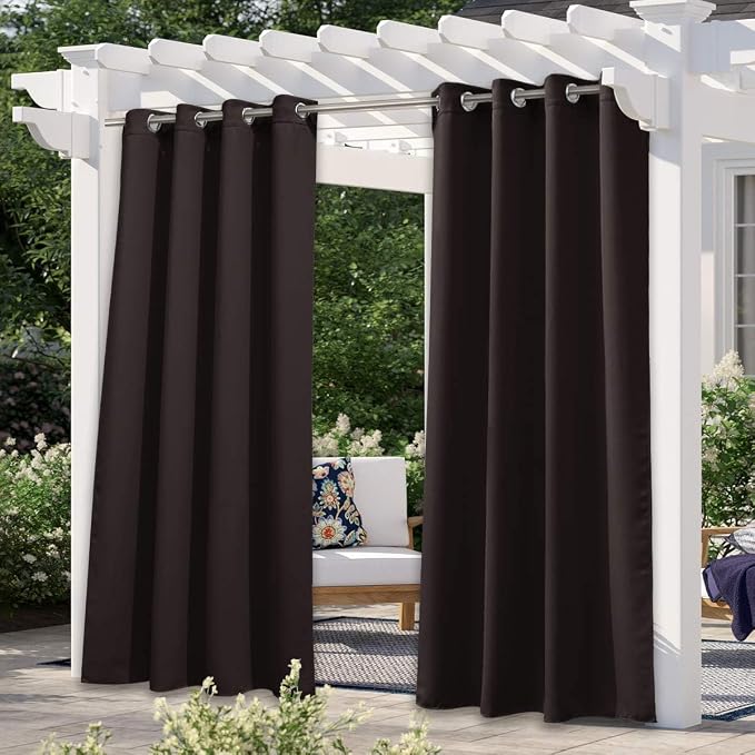 NICETOWN 2 Panels Brown Outdoor Curtains by NICETOWN