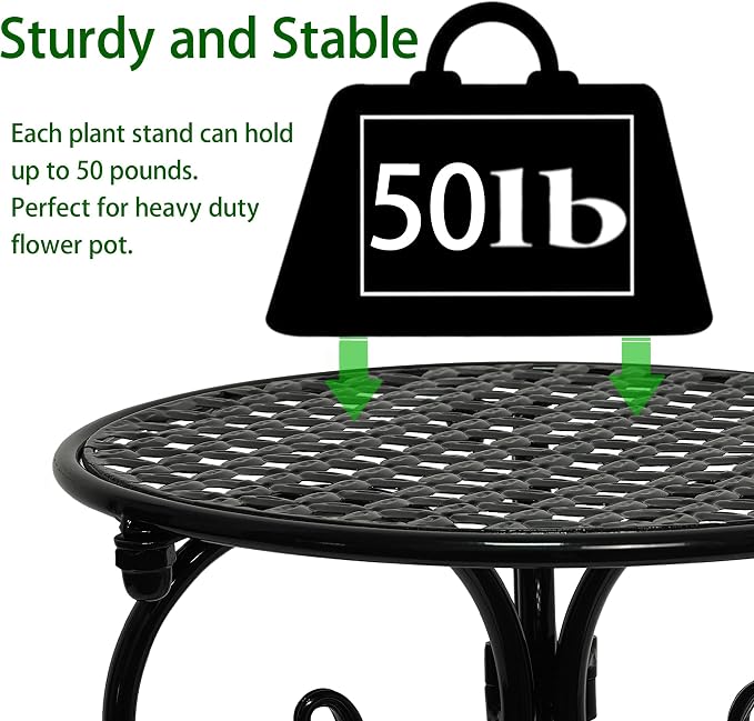 4-Pack Metal Plant Stand for Indoor Outdoor, Heavy Duty Flower Pot Stands for - Image 3