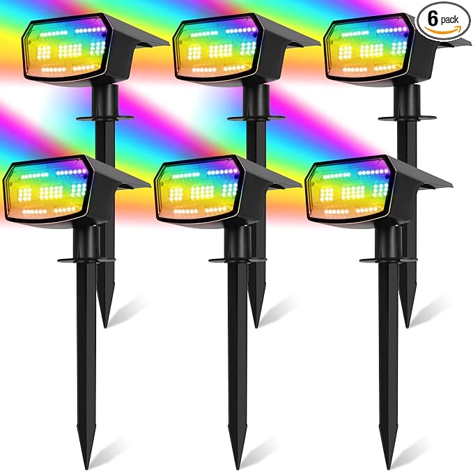 Sucolite 6-Pack Solar Spot Lights Outdoor Waterproof IP65, 3 Lighting Modes by Sucolite