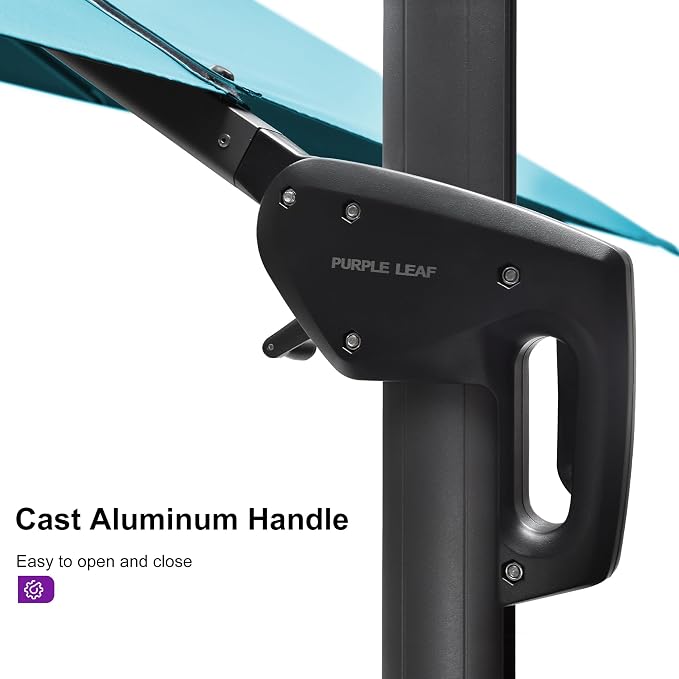 PURPLE LEAF 11.5' X 11.5' Telescopic Patio Umbrella Outdoor Cantilever Umbrella - Image 7