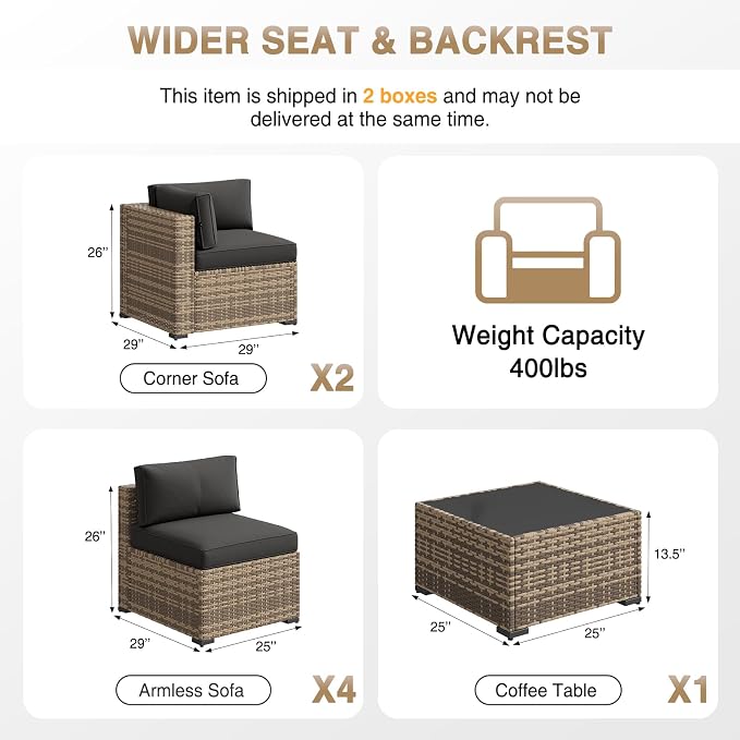 Aoxun Patio Furniture Sets, 7-Piece Outdoor Patio Furniture - Image 7