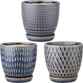 Oairse 4 inches Ceramic Planter Pots 3 Set of Small Round Flower Pots by Oairse