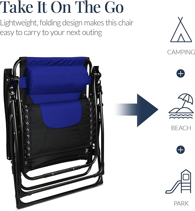 Best Choice Products Oversized Padded Zero Gravity Chair, Folding Outdoor Patio - Image 7