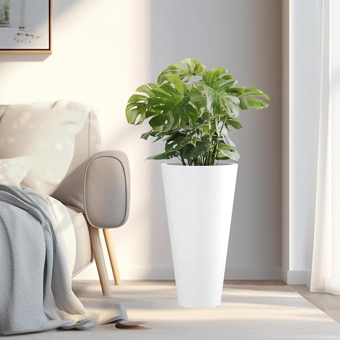 Kante Tall Round Planter Set of 2, 23 Inch Tall Decorative Planter Pots - Image 3