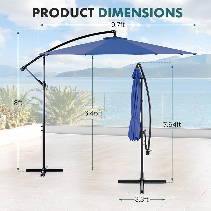 OLIXIS Offset Patio Umbrella, 9.7FT Cantilever Table Umbrellas - Image 5