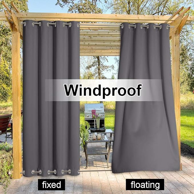 NICETOWN 2 Panels Outdoor Curtains Weighted Sunblock - Image 5