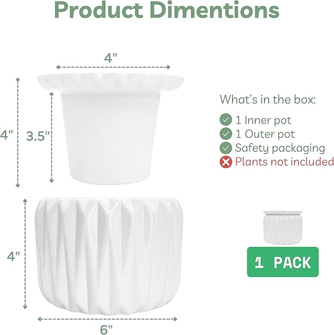 6 Inch African Violet Pots Self Watering, Ceramic Planter - Image 7