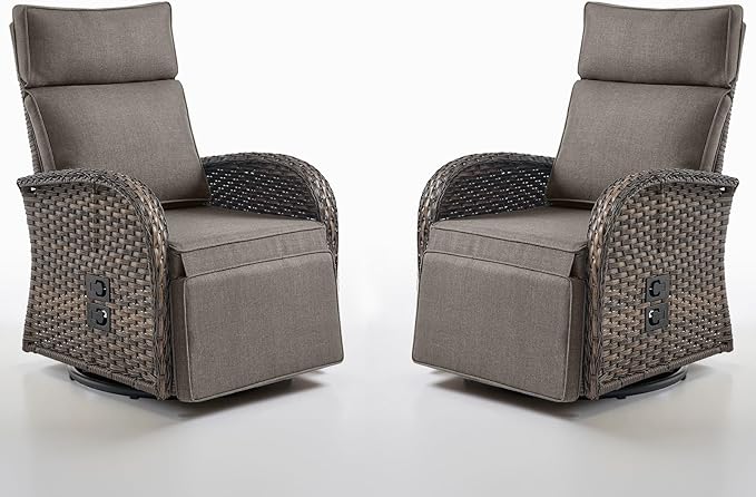 Swivel Outdoor Recliner Chair Set of 2 by Belord