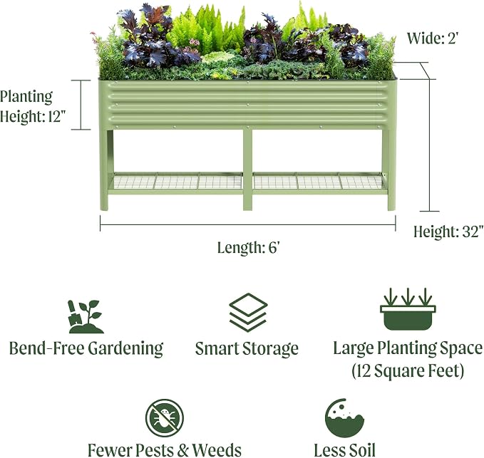 Elevated Raised Garden Bed-V Series, 1000 Lbs Weight Capacity, Outdoor Planter - Image 2