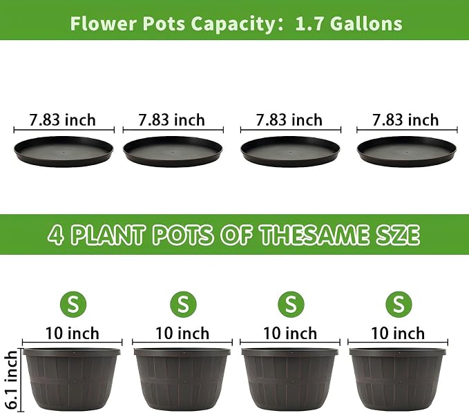 Quarut 10 inch Plastic Flower Pots - Image 4