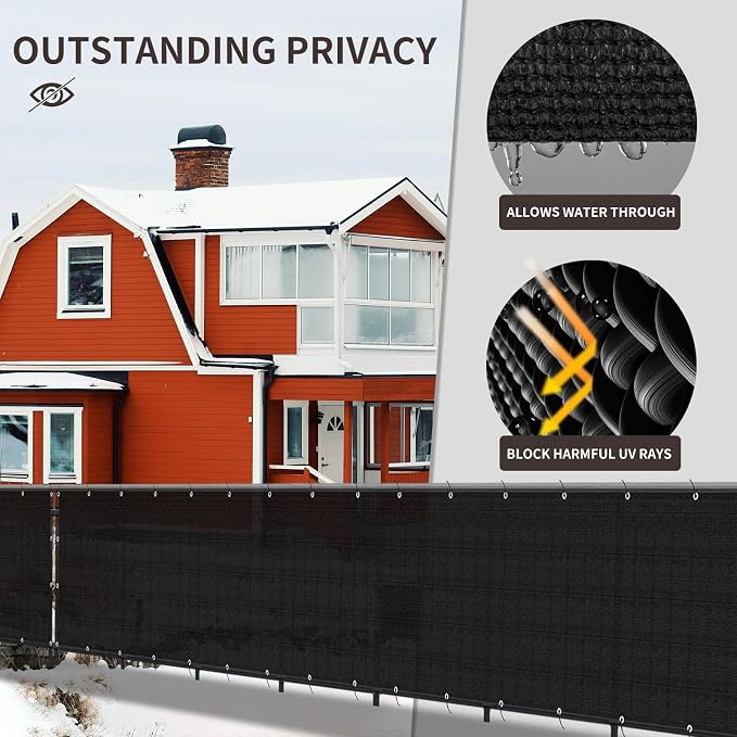 LOVE STORY Custom Size 3'x5' Black Balcony Privacy Screen, UV Block Privacy - Image 4