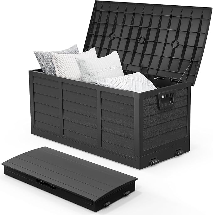 VINGLI 75 Gallon Collapsible Outdoor Storage Box, Simple-to-assemble Plastic by VINGLI