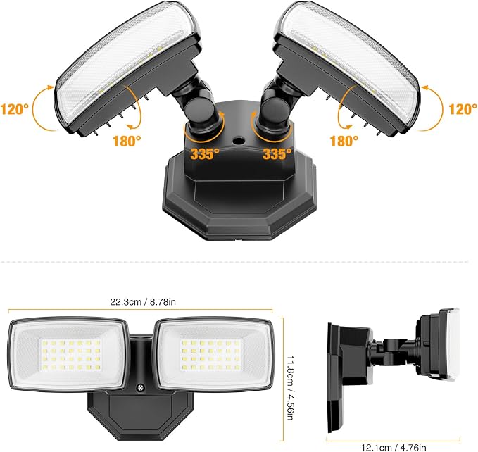 Onforu 3200LM Flood Lights Outdoor, 32W 6500K LED Security Light Manual Switch - Image 8