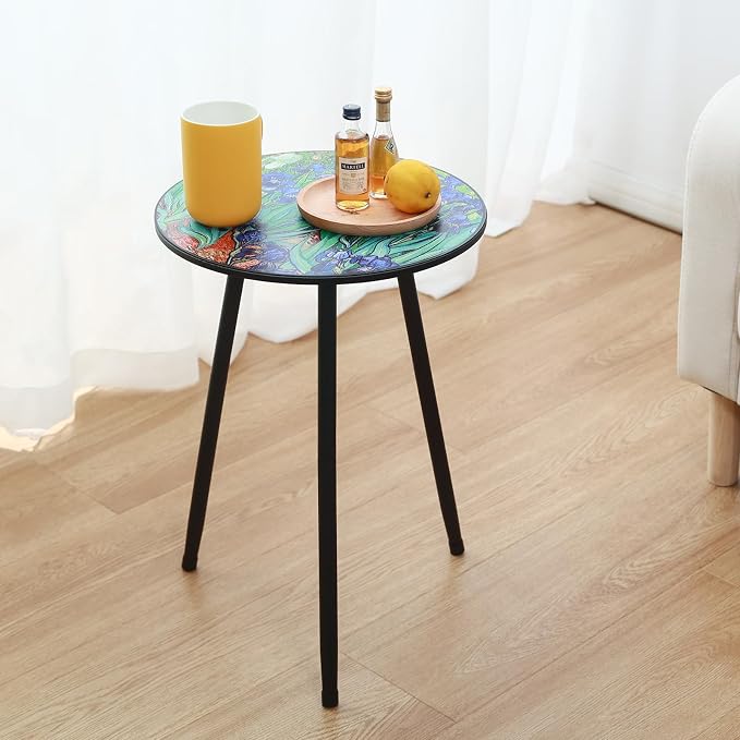 2 Packs Metal Outdoor Side Table Irises Patio Side Tables - Image 2