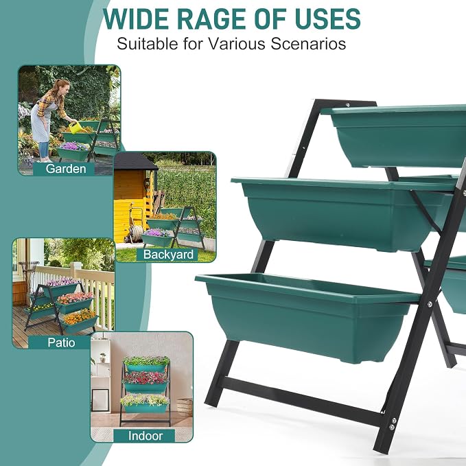 Outvita Green Raised Garden Planter Bed, Tiered Planter Stand - Image 7