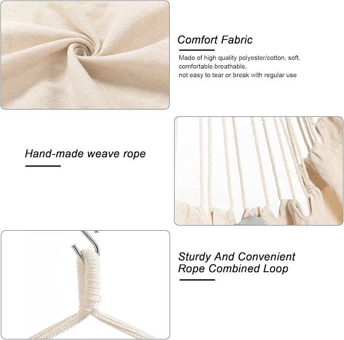 Hammock Chair, Hanging Rope Swing Seat - Image 5