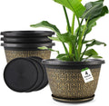 4 Pack 16 Inch Planter, Large Plastic Flower Pots Outdoor Indoor by Nooulap