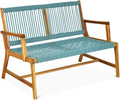 Tangkula 2-Person Patio Acacia Wood Bench Loveseat Chair, Outdoor Patio Acacia by TANGKULA