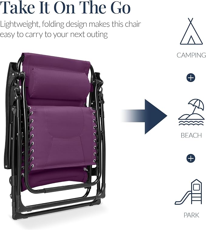 Best Choice Products Oversized Padded Zero Gravity Chair, Folding Outdoor Patio - Image 5