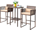 VINGLI 3 PCS Patio Bar Set Wicker, Outdoor Bar Table and Bar Stools by VINGLI