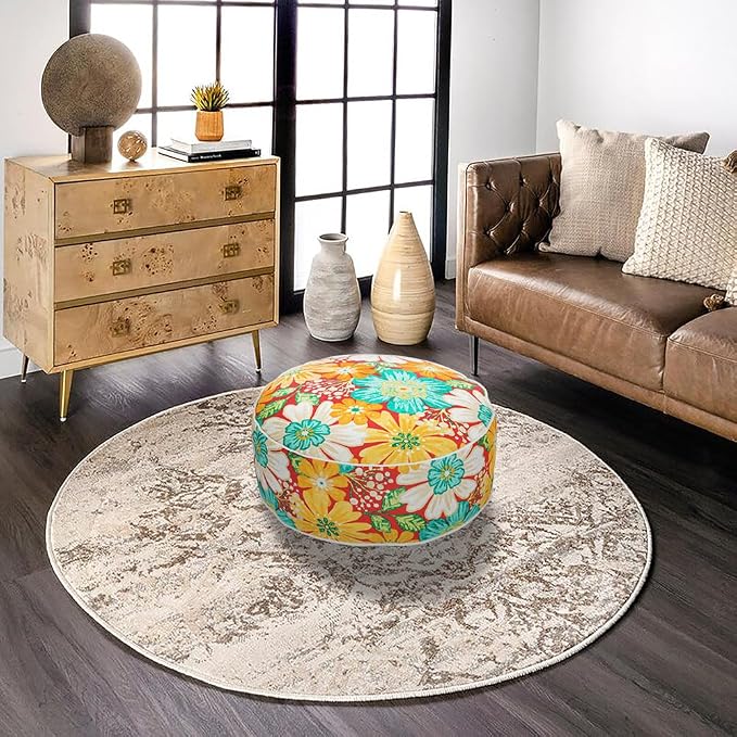 Magpie Fabrics Indoor/Outdoor Inflatable Stool Ottoman Pouf, Water Repellent - Image 2