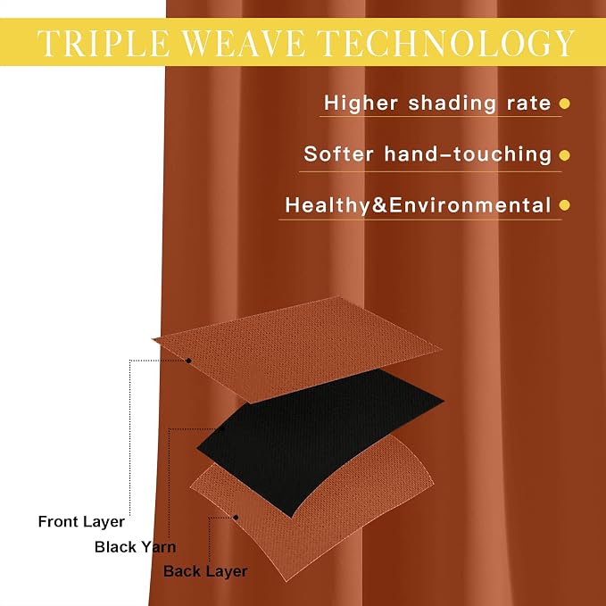 NICETOWN Blackout Burnt Orange Curtain - Image 2