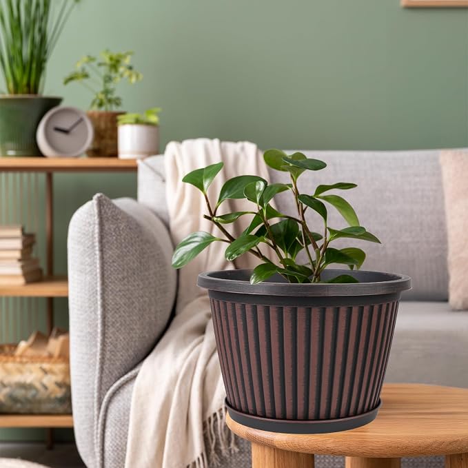 Planter-Pots-for-Plants-Indoor-Outdoor, 4 Pack 10 Inch Plastic Flower Pots - Image 7