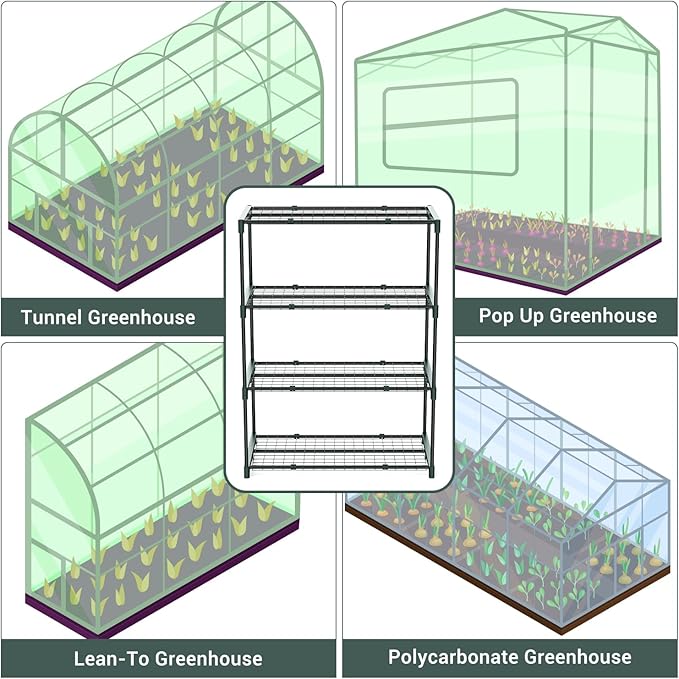 Ohuhu Plant Greenhouse Shelves 4 Tier 2 Pack Extra-Wide Stable Green House - Image 7