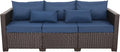 Rattaner 3-Seat Patio Wicker Sofa, Outdoor Rattan Couch Furniture Steel Frame by Rattaner