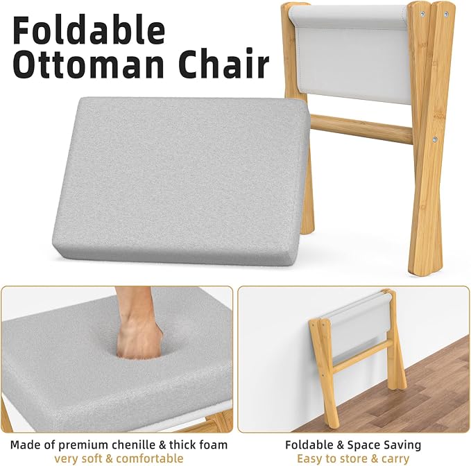 Foldable Foot Stool Ottoman, Modern Foot Rest - Image 5