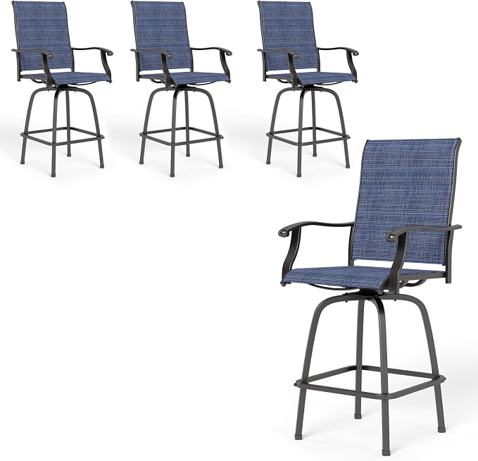 PHI VILLA Outdoor Swivel Bar Stools Set of 4, Bar Height Patio Stools & Chairs by PHIVILLAThepioneerofcomfortablehouseholdsupplies