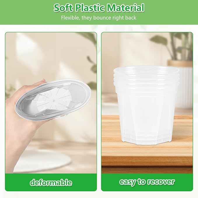 5 Set 7 Inch Transparent Plastic Garden Pots - Image 5